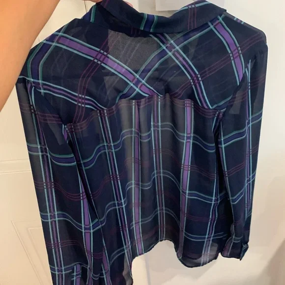 blue transparent blouse with two pockets - Picture 5 of 9